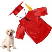 Genérico Gorro Y Toga para Perros |   Disfraz De Graduación para Mascotas Traje Universitario |   Conjunto Lavable con para Mascotas Ropa Pequeña Razas Miniatura Y Fiestas - Rojo - Ver 12