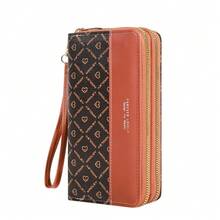 Billetera clásica, cartera de embrague de gran capacidad con cremallera, 8 ranuras para tarjetas y múltiples compartimentos, elegante correa de muñeca - Multicolor - Ver 12