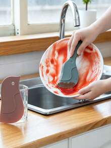 Silicone Penguin-Shaped Kitchen Scraper, Kitchen Accessories, Scratch-Free Silicone Pot Scraper, Heat-Resistant Kitchen Cleaning Tool, Suitable For Removing Grease And Residue, Cleaning Non-Stick Pans And Other Cookware, Corner Cleaning, Etc. - Dark Green - View 5
