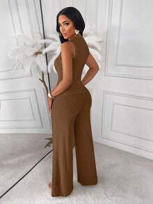 sin mangas a rayas Amarilo y pantalones rectos, conjunto de dos piezas, elegante y de negocios casual, último conjunto de mujer elegante para primavera/verano - hierba verde - Ver 8