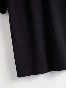 Camiseta de Cuello Redondo con Estampado de Leopardo, Casual, Deportiva, de Manga Corta para Mujer, Camiseta de Algodón - Negro - Ver 4