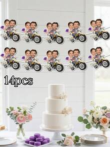 7/14/21pc Banner cưới cặp đôi mô tô in ảnh tùy chỉnh, vòng hoa trang trí ảnh cô dâu chú rể cá nhân hóa, cờ kéo banner tiệc cưới chủ đề mô tô tùy chỉnh, trang trí đám cưới, lý tưởng cho các cặp đôi yêu thích mô tô, trang trí phông nền tiệc cưới. - Nhiều màu - Xem 8