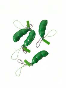 2/5/10pcs (Random Color) Realistic Novelty Toy, Pea-Shaped Squeeze Toy, Portable Cute Pea Novelty Toy, Creative Stress Relief Toy For Holidays And Gifts, Adorable Cartoon Pea Keychain Design For Relaxation Anytime Anywhere - Squeeze Edamame - View 12