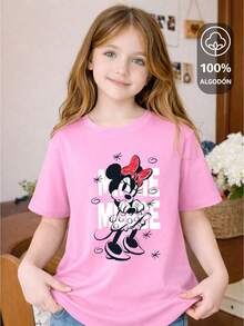 Playera para Niña 100% algodón de excelente calidad, esta playera garantiza una suavidad excepcional al tacto, cuello redondo con estampado "Minnie Mouse: Sketch Style" manga corta DISNEY KIDS OFFICIAL MERCHANDISE COLLECTION - Rosa - Ver 1