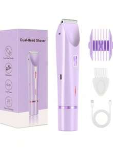 Máy cạo râu điện 2 trong 1, máy cạo râu điện hai đầu, máy tỉa lông vùng bikini không dây dành cho nữ với đầu có thể tháo rời, cảm ứng nhẹ nhàng, thiết kế chống nước dùng được cả khi khô và ướt, sạc USB, tiện lợi mang theo, dùng để tỉa lông vùng bikini, nách, chân và cơ thể, dụng cụ tạo hình lông mày, đồ dùng du lịch, pin 400mAh, thiết bị triệt lông. - Xem 13