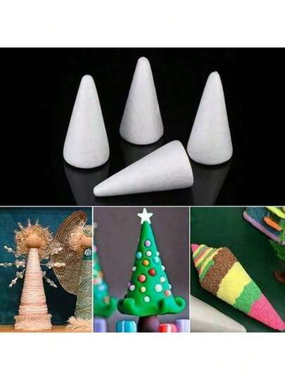 1 Large White Solid Foam Cone, Arts And Crafts Cone DIY Holiday Supplies, PS Foam Christmas/Birthday Scene Decoration, Event Props, Christmas Tree Topper Star, Conical Christmas Decoration, Christmas, New Year, Thanksgiving, Valentine's Day Handmade Gift