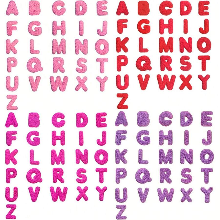 26/52 piezas Parches bordados de chenilla con letras del alfabeto inglés A-Z, adecuados para ropa, chaquetas, sombreros, libros, mochilas - Letra del equipo escolar Accesorios de aplicación de tela bordada con plancha DIY - multicolor - Ver 1