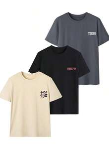 1 Piece/Set Of Short Sleeve T-Shirt With Round Neck, Casual Style, With Minimalist And Fun Print Of Racing Cars And Japanese Floral Birds, Modern And Versatile For Women. - 黑色 - 查看 4