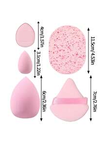 10PCS Makeup Sponge Puff Set, Ultra Soft Non-Absorbent Flocked Triangle Puff, Water Drop Makeup Sponge, Cleansing Sponge, Non-Latex Expands In Water, Makeup Sponge For Beginners, Easy To Clean, For Base Makeup, Setting, Concealing, Travel Portable Makeup Tool - Pink - View 8