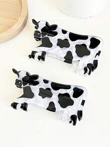 1pc Children's Cartoon Cow Pattern Hair Claw, Durable Acrylic Hair Clip, Cute Animal Hair Accessory For Braided Hairstyles, Suitable For Girls To Wear - Multicolor - View 5