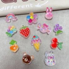 24pcs Rainbow, Sunflower Detachable DIY Shoe Charms, Cute Resin Glitter Ice Cream Shoe Decorations, Removable Shoe Clips - Perfect Christmas And Birthday Gift - Multicolor - View 2