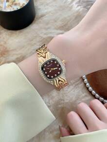 1 chiếc đồng hồ đeo tay nữ nhỏ nhắn, tinh tế, thanh lịch, thời trang, cá tính, sang trọng, đồng hồ thạch anh siêu mỏng hình vuông tối giản, phù hợp để đeo hàng ngày, quà tặng sinh nhật. - Vàng - Xem 4