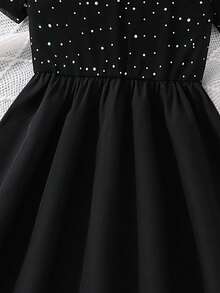 Girls' Fashionable Sequin Dress, Minimalist Elegant Elegant, Suitable For Outdoor Travel, Party, Performance, Spring/Summer - Black - View 5