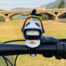 Adornos de bicicleta, figuritas de gatos pequeñas montadas en el coche, decoraciones para vehículos eléctricos y motocicletas, cascos de helicóptero de bambú, elec - 1 - Ver 6
