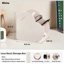 Makeup Brush Holder, Pencil & Lipstick Organizer, Desktop Pen Cup, Bedside Remote Control & Glasses Holder, Diagonal Slot 4-Grid Design, Heart-Shaped Pen Cup & Lipstick Organizer - Multicolor - View 4
