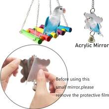 Juguetes para pájaros y loros, columpio, jaula para pájaros, decoración, espejo, escalera, campanas de viento, accesorios para pájaros, juguetes para pájaros - Accesorios 2 - Ver 4