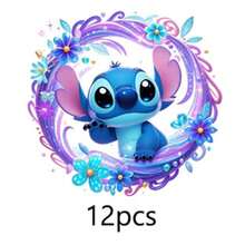 Bộ sưu tập sticker Disney Stitch, 1/12/24/36/48/100/150 miếng, sticker tròn dễ thương chủ đề Lilo & Stitch, decal vinyl chống thấm nước dành cho trẻ em và thanh thiếu niên, sticker Stitch họa tiết hoa pastel đẹp mắt dùng để trang trí bình nước, laptop, ốp điện thoại, sổ lưu niệm, quà tặng tiệc tùng, quà cho người hâm mộ Stitch. - tròn - Xem 40