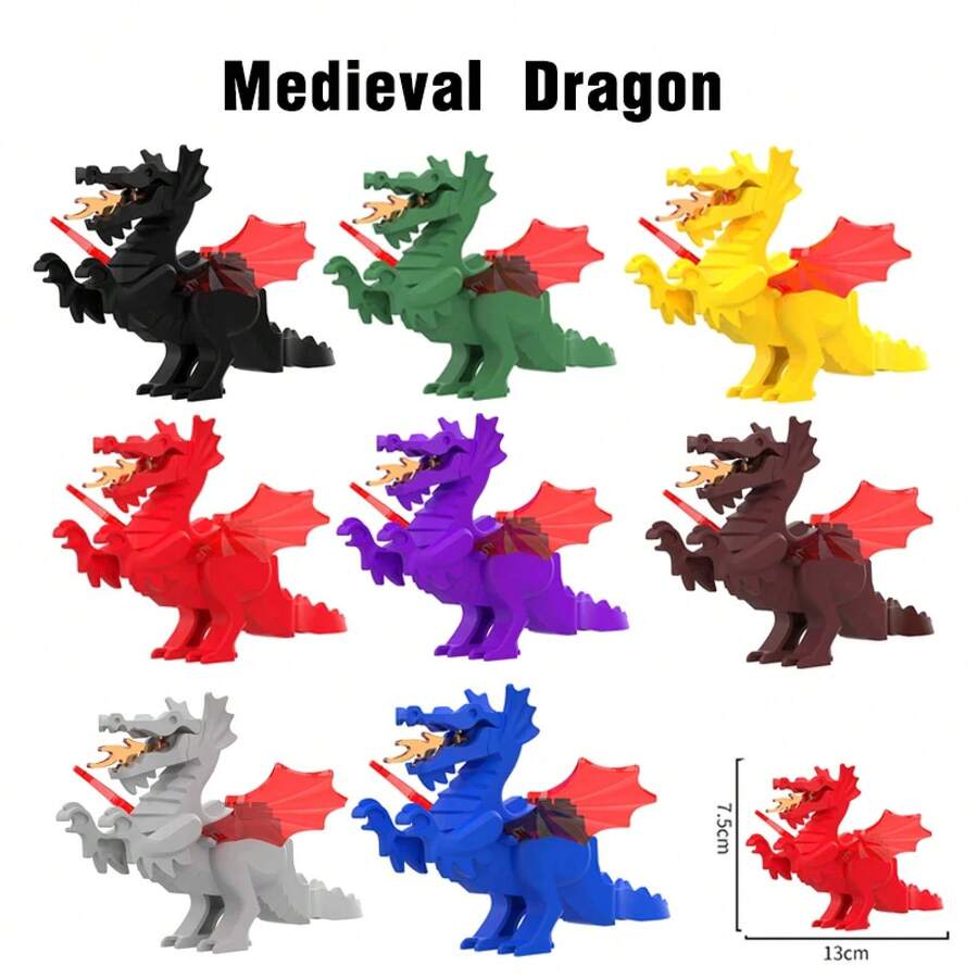 MOC creativo Medieval dragón Caballeros modelo figuras de acción bloques de construcción colección de ladrillos Brinquedos juguetes para niños regalos - Conjunto 33 - Ver 1