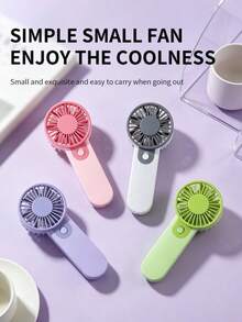 1 pieza Abanico de mano de unicolor, Mini ventilador portátil a batería (baterías no incluidas), 4 colores, diseño minimalista, adecuado para verano, al aire libre, deportes, hogar, oficina, estudio, uso diario, festivales, accesorios - Multicolor - Ver 12