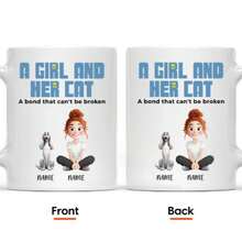 Uma Garota e Seus Gatos - Caneca Personalizada, Presente para Filha, Caneca com Retrato Personalizado de Animal de Estimação, Presente para o Dia das Mães, Caneca Personalizada com Foto de Cachorro ou Gato, Presente Único para Amantes de Animais de Estimação e Mães de Cachorros/Gatos, Caneca de Café Personalizada com Cachorro Gato, Caneca de Mãe de Cachorro, Presente para Amante de Animais de Estimação, Caneca de Fotos Personalizadas de 11oz, Nomes, Texto, Adequada para Beber em Todas as Estações, Presentes para Namorado, Namorada, Melhor Amigo. - Caneca para animais de estimação com nome em C - Visão 15