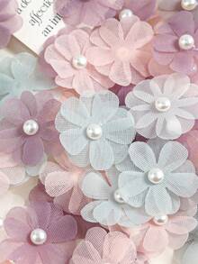10/20/30 piezas de pétalos pequeños de tela con perlas falsas transparentes para accesorios DIY hechos a mano - Decoración versátil de flores artificiales para el hogar, bodas y compromisos - Se puede usar para tocados, guirnaldas de muñecas y accesorios de velo, contenedor no incluido - Multicolor - Ver 3
