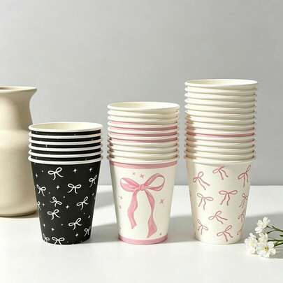 10/20/50 Sets Of Birthday Party Decorations, Bow Paper Cups, Beverage Cups, Disposable Party Supplies, Birthdays, Picnics, Vacations, Parties, Paper Cups,