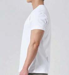 Camisetas basica lisas manga curta Estilo Casual Masculino Premium  Verão    Ajuste Regular    Nenhum - Branco - Visão 3