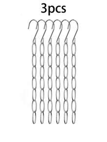 7-Slot Metal Chain Hanging Hook, Space-Saving Foldable Organizer Rack, Multi-Hook High-Efficiency Storage, Durable Wardrobe Accessory For Clothing Organization - Multicolor - View 14