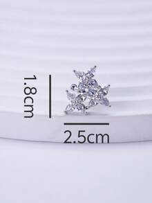 1 pieza Elegante Orejera con Circonita con Forma de Estrella, Diseño de Nicho Elegante, Estilo Elegante para Ir al Trabajo - Plateado - Ver 4