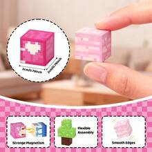 Bộ xếp hình nam châm hình lâu đài công chúa màu hồng, đồ chơi giáo dục STEM, đồ chơi sáng tạo và quà tặng giáo dục cho trẻ em từ 3 tuổi trở lên. - Nhiều màu - Xem 3