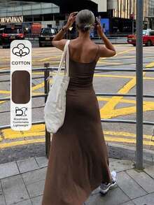 YHHLivesso Nuevo vestido largo de mujer de unicolor para playa y resort de veranoYHH - Blanco marfil - Ver 6