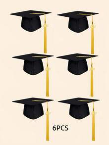6 piezas/2 piezas por set Borlas para birretes de graduación 2026, decoraciones de birretes de graduación mate negras, adecuadas para títulos de Licenciatura/Maestría, unisex - Negro - Ver 18