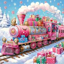 1 Set Of 20-30-40 Inch Frameless Diamond Painting 5D DIY Kits, Charming Train Scene Decor, Surprise Gift - Multicolor - View 11