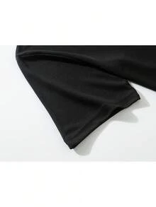 Textura sin Esfuerzo!Una sencilla camiseta de estilo casual que es increíblemente favorecedora para salidas diarias.Una camiseta de verano fresca y transpirable, perfecta para usar en primav - Negro - Ver 4