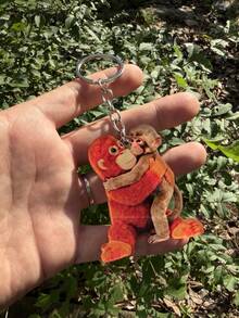 2D Flat Acrylic Hugging Monkey Keychain, Not 3D Stereoscopic, Cute Cartoon Design, Warm Embracing Shape, Can Be Used As Bag/Keychain/Backpack Charm, Lightweight Acrylic Material, Anti-Fading, A Small Gift For Friends, Girlfriends, Couples, Cute Daily Accessory - Multicolor - View 5