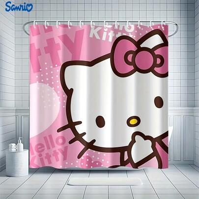 1pc Cartoon Shower Curtain - Adorable Bathroom Decor. Featuring A Beautiful Printed Design, This Handmade Shower Curtain Is Made Of Soft And Easy-To-Clean Fabric, Showcasing A Charming Cartoon Art Style. It Can Serve As A Partition To Separate The Wet And Dry Areas Of The Bathroom Without Complex Installation. Comes With Hooks, Suitable For Bathtubs Or Shower Enclosures. An Essential And Decorative Accessory For Any Bathroom.