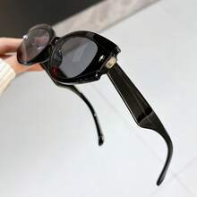 1PC Unisex Simple Oval Small Frame Y2K  Street Casual Fashion Glasses For Vacation - Blue - View 7