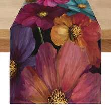1 pièce Chemin de table floral rétro de luxe, décoratif rectangulaire convenant pour la table à manger, la table basse, le buffet, le meuble TV, la coiffeuse, la table de chevet. Applicable pour les mariages, les thés l'après-midi, les anniversaires, les rassemblements de fêtes, toutes les saisons - Multicolore - Voir 10