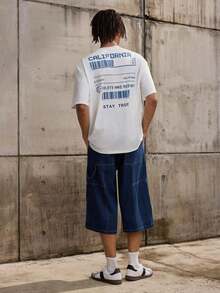 Camiseta Oversized para Hombre  en Blanco con Estampado Frontal y Trasero - Blanco - Ver 1