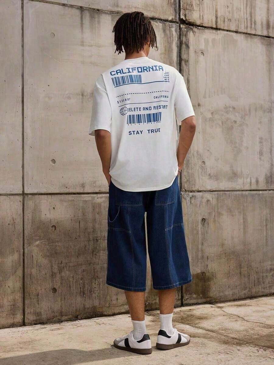 Camiseta Oversized para Hombre en Blanco con Estampado Frontal y Trasero - Blanco - Ver 1