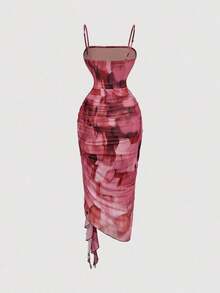 Vestido de mujer con estampado de mariposa vintage con teñido anudado, volantes fruncidos y bajo asimétrico, ideal para el Día de San Valentín, carnaval, cóctel, cena, baile de graduación, cumpleaños, verano y fiestas - Multicolor 2 - Ver 2