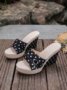 Summer New Slippers, Thick Platform Wedge Heel, Slip-On Casual Lightweight Non-Slip High Heel Sandals For Women - Black - View 7