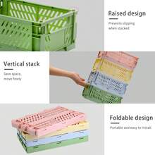 10pcs Foldable Plastic Storage Baskets, Colorful Stackable Desktop Organizer Crates For Stationery, Snacks, Kitchen, Bedroom, Office, Classroom & Home Storage - Multicolor - View 5