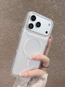 Minimalist Frosted Transparent Acrylic Magnetic Phone Case, Compatible With IPhone 17 Pro Max/17 Pro/17/16 Pro Max/16/16 Pro/16 Plus/15/15 Pro Max/15 Pro/15 Plus/11/12/13/14 Pro Max/12 Pro/12 Pro Max/13 Pro/13 Pro Max/7 Plus/14 Pro/14 Pro Max, Anti-Slip And Anti-Sweat Hard Shell - Frosted Transparent - View 5