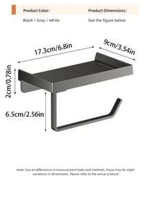 1 cái giá đựng giấy vệ sinh bằng thép carbon + ABS có kệ, treo tường, không cần khoan. - Nhiều màu - Xem 3