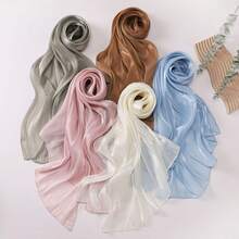 1pc Ombre Organza Modest Shawl, Lightweight Breathable Shiny Hijab For Women, Spring/Summer,Accsesories,Holiday - Multicolor - View 2