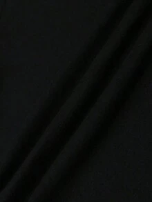 Camiseta casual de mujer de manga corta con cuello redondo de unicolor para verano - Negro - Ver 6