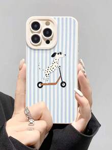1pc Perforated Straight Edge Striped Puppy Painted Thick Anti-Drop Colorful Painted Phone Case, Compatible With IPhone / Galaxy / / 10/9/Note9/12C/Note11Pro/Note8Pro Anti-Drop Phone Protective Case - Multicolor - View 2