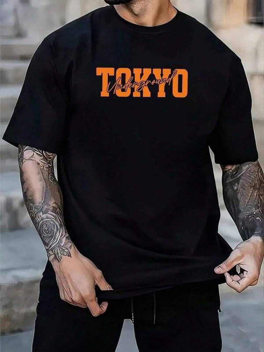 1 pieza de camiseta unisex de manga corta y cuello redondo, holgada, de 180 g, diseñada por artistas de Y2K en el estilo Bababask, hecha de 100% algodón puro.Son informales y versátiles, adecuados para ropa urbana, salidas diarias, campamentos, conciertos, eventos de hip-hop, rock y rap, y presentan diseños inspirados en celebridades.Ideal para festivales, otoño y uso durante todo el año. - Negro - Ver 1