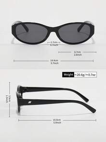 1 Pair Black Oval Sunglasses, Suitable For All Seasons, Ideal For Street Photography, Outfits, Vacation, Travel, A Fashionable Accessory - Black - View 7